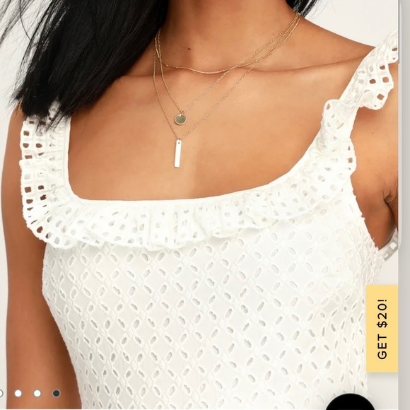 Lulus Make a Wish‎ White Eyelet Ruffled Mini Dress MEDIUM - Picture 3 of 13